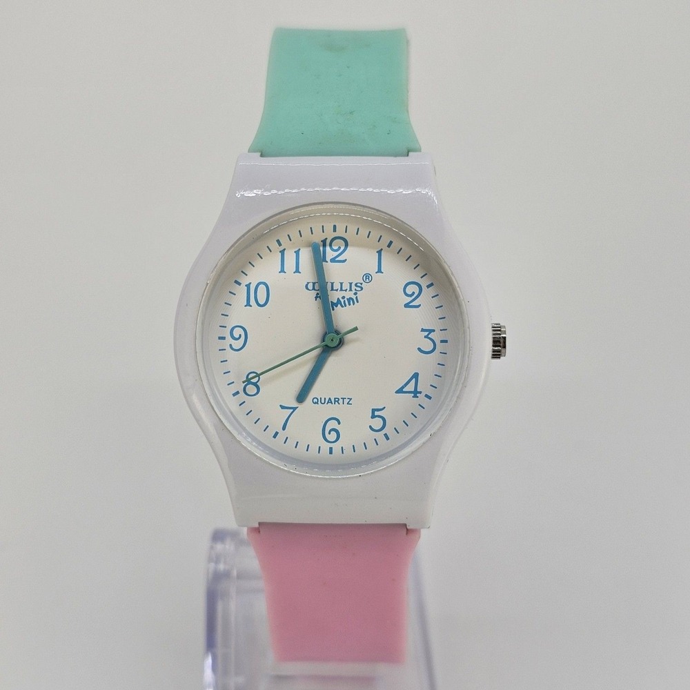Willis For Mini Women's Watch 35MM White Dial‎ Purple Green Bands New Battery